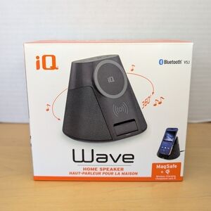 NEW iQ Wave Bluetooth Home Speaker And Wireless Charger MagSafe 360 Sound Black